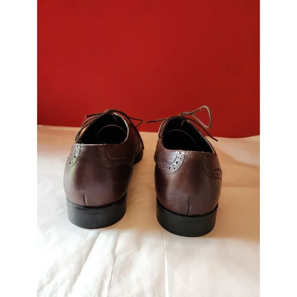 Asos Mens Brown Leather Lace Up Wing Tip Oxford Dress Shoes Size 9